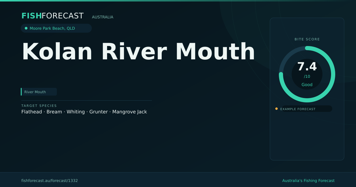 Kolan River Mouth Fishing Report & Forecast, Moore Park Beach QLD ...